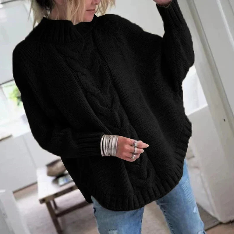 Cable Knit Mock Neck Jumper