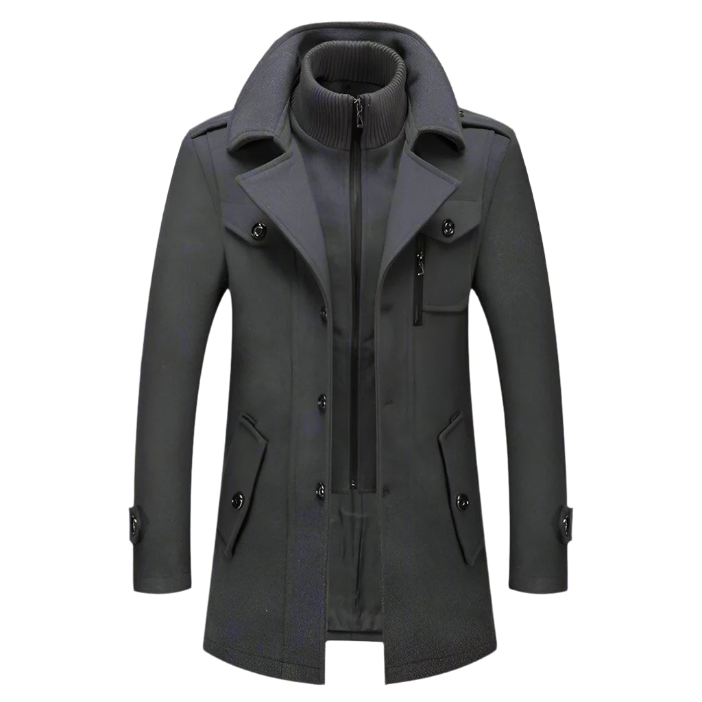 Wool Blend Overcoat High Collar Insulated
