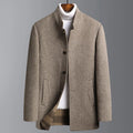 Structured avant-garde jacket in brown, front view