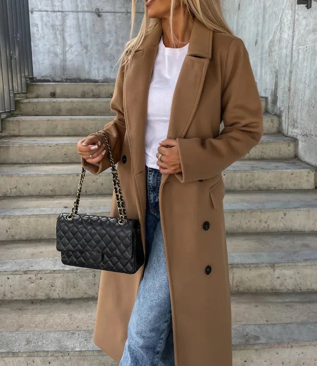 Double Breasted Coat Notch Lapel Warm