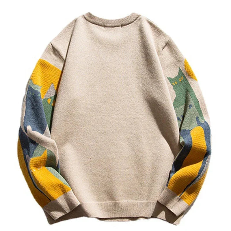 Printed Knit Jumper Oversized Ribbed Trims