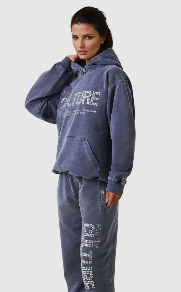 Slogan Print Hoodie Relaxed Fit