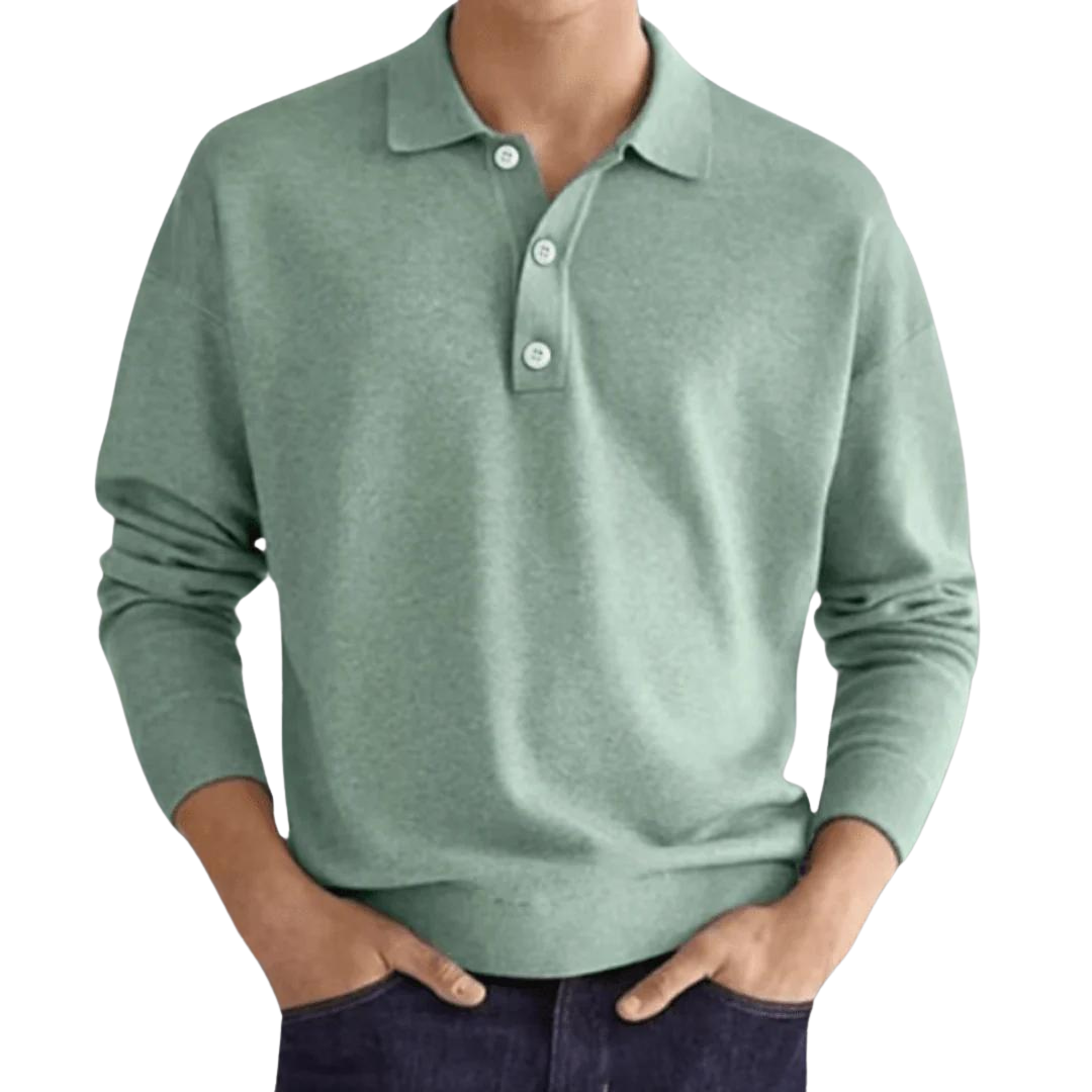 Polo Jumper Knitted Collar Button Placket