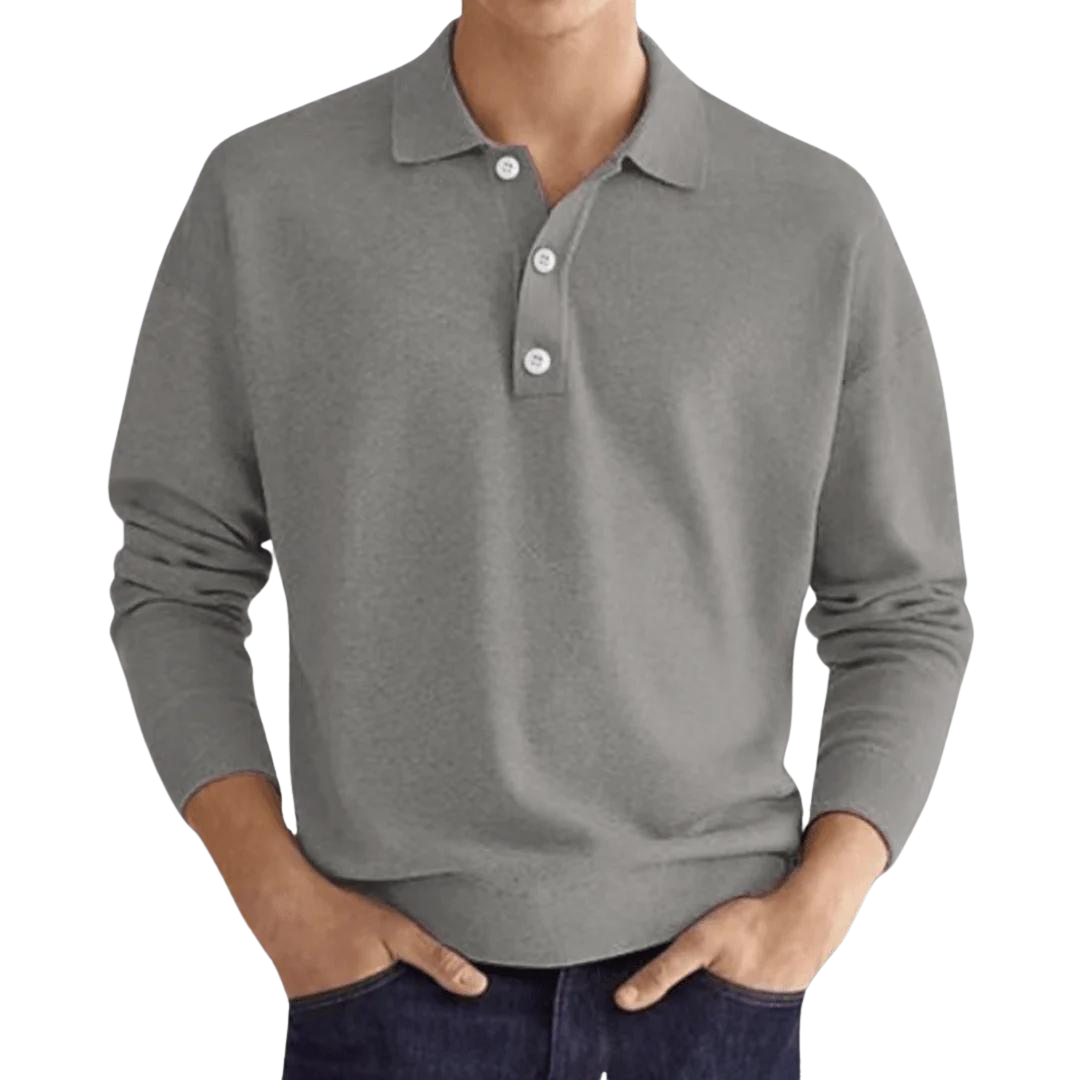 Polo Jumper Knitted Collar Button Placket