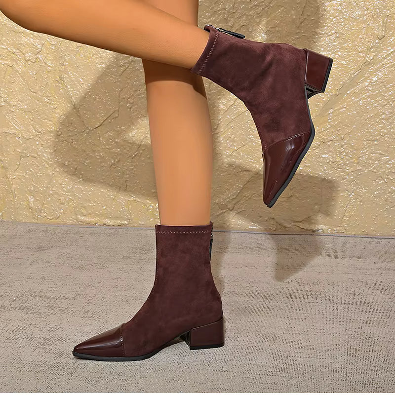 Heeled Ankle Boots With Suede-Look
