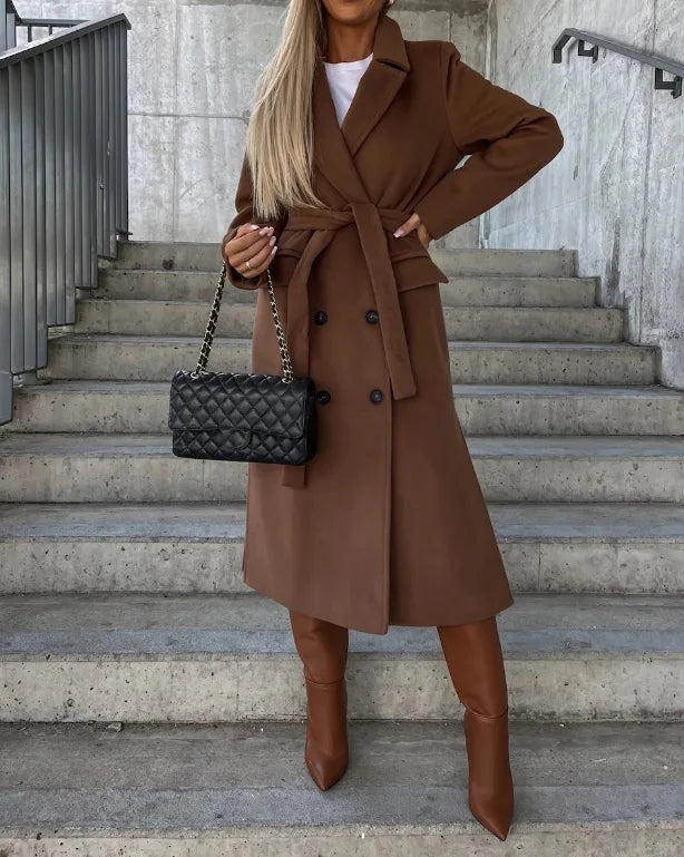 Double Breasted Coat Notch Lapel Warm