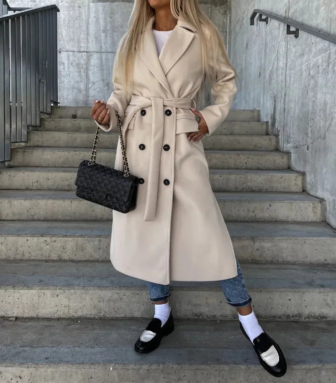 Double Breasted Coat Notch Lapel Warm