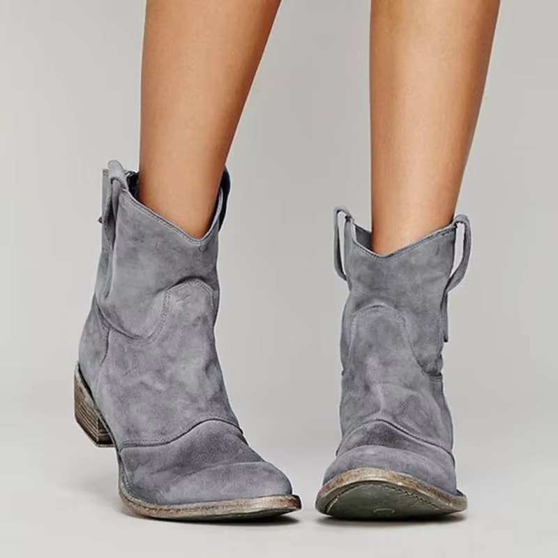 Ankle Boots Western Pointed Toe Slip On