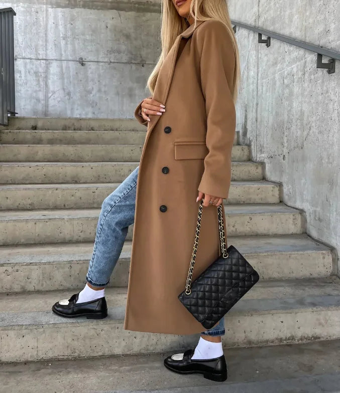 Double Breasted Coat Notch Lapel Warm