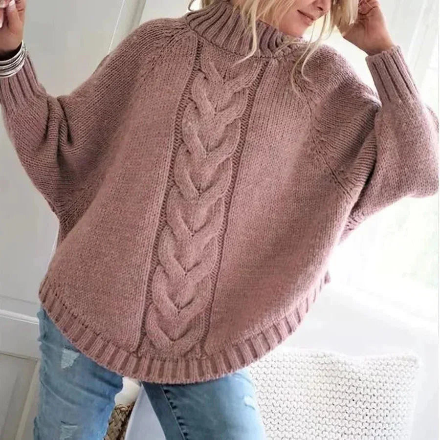Cable Knit Mock Neck Jumper