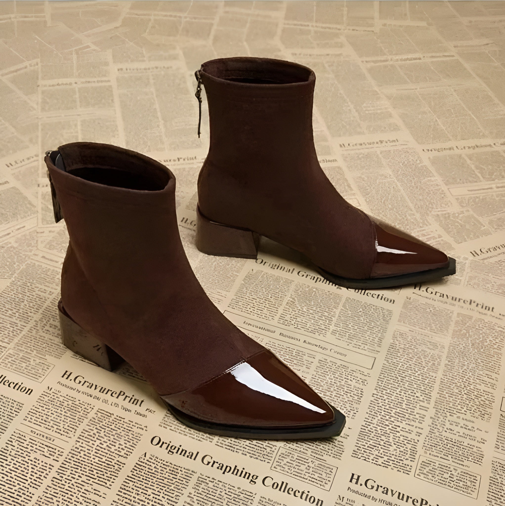 Heeled Ankle Boots With Suede-Look