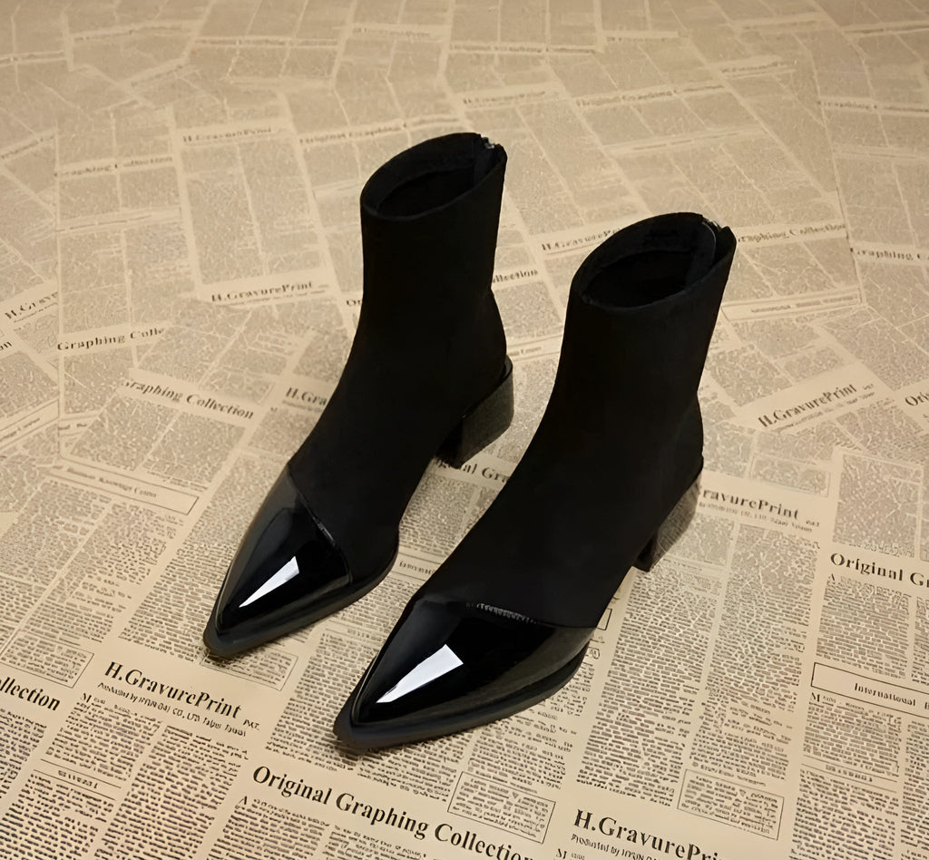 Heeled Ankle Boots With Suede-Look