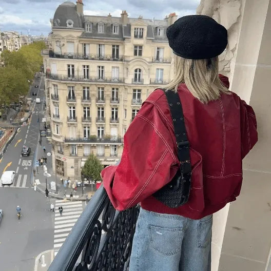Leather-Look Jacket Oversized Casual Biker