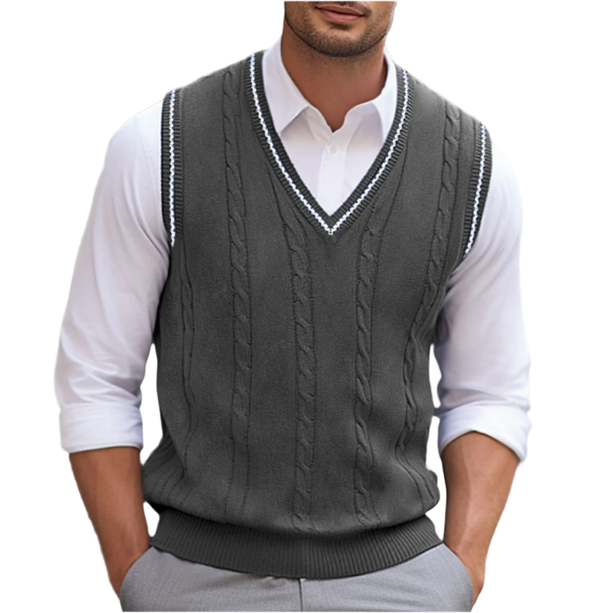 V-Neck Knit Vest Sleeveless Layer