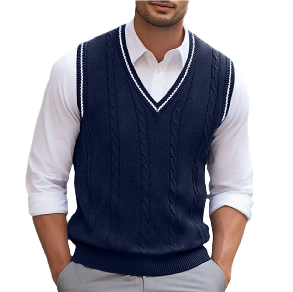 V-Neck Knit Vest Sleeveless Layer