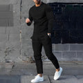Lightweight tracksuit set, long-sleeve top and joggers, in black