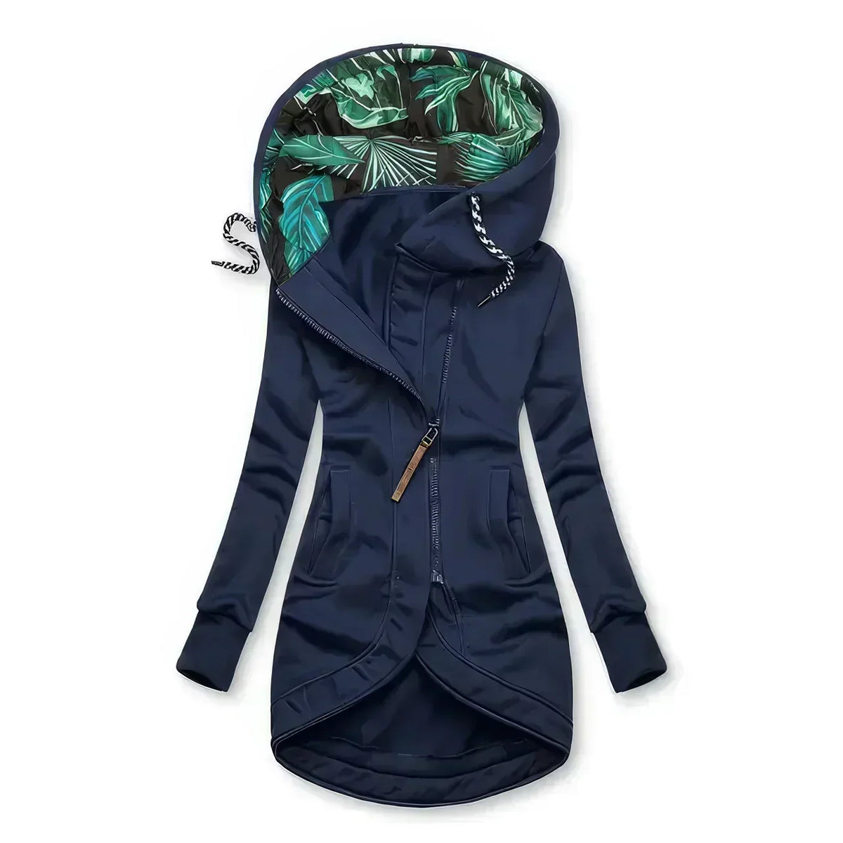 Hooded Jacket – Asymmetric Zip Design