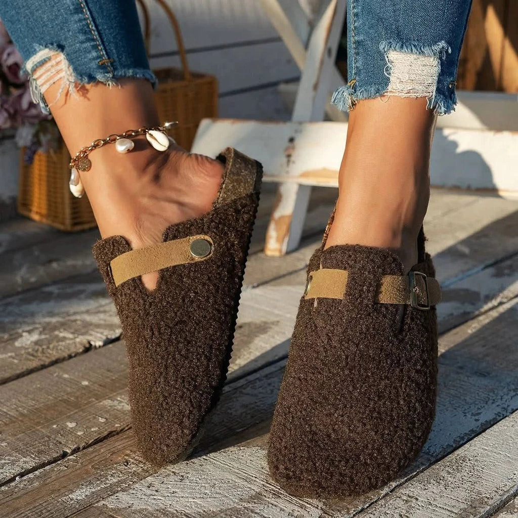Sheepskin-Look Wool Slippers (Women)