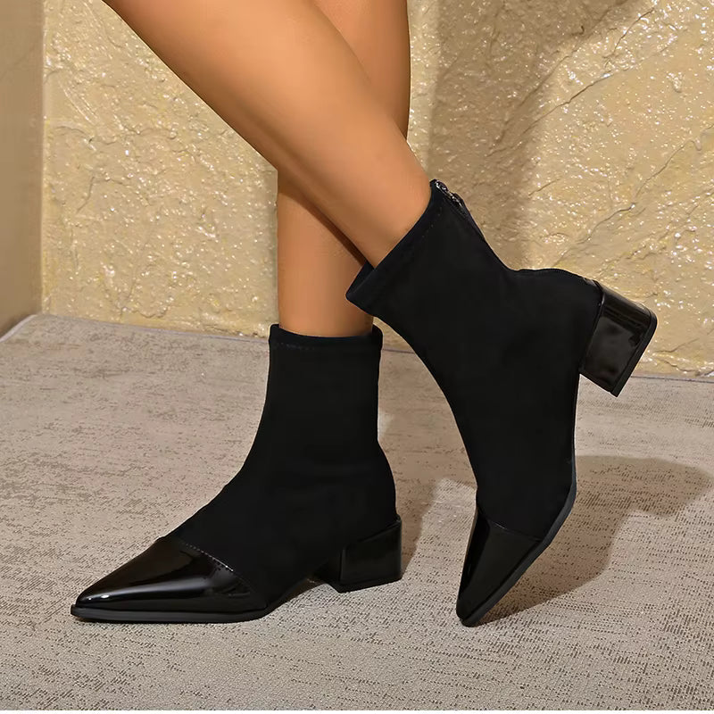 Heeled Ankle Boots With Suede-Look