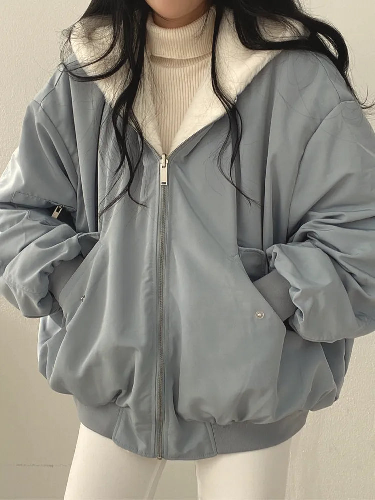 Reversible Winter Jacket Shearling Lined Warm