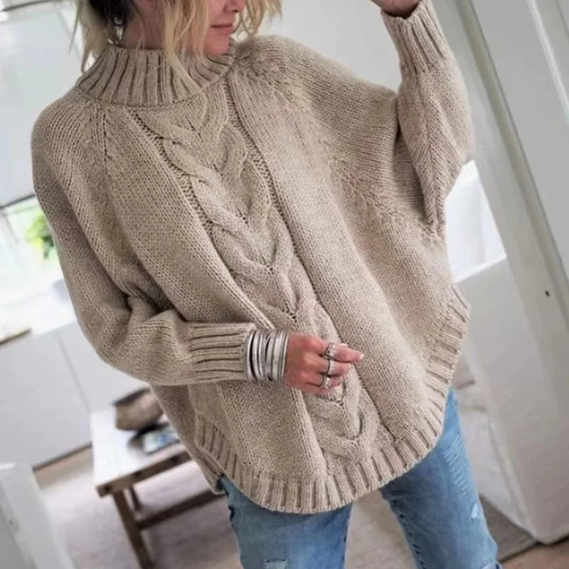 Cable Knit Mock Neck Jumper