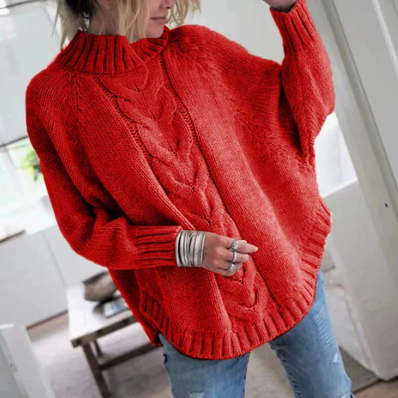 Cable Knit Mock Neck Jumper