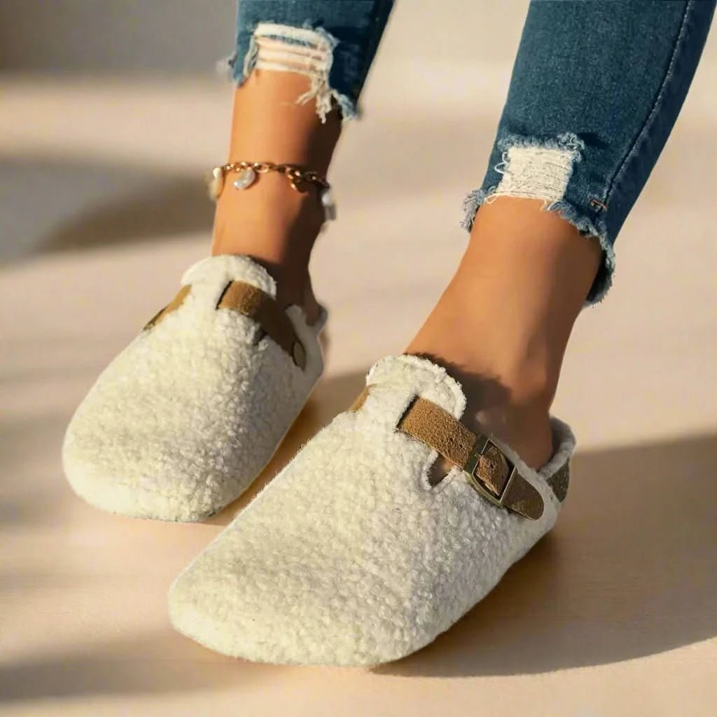 Sheepskin-Look Wool Slippers (Women)