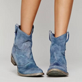 Western ankle boots with pointed toe in beige, side view