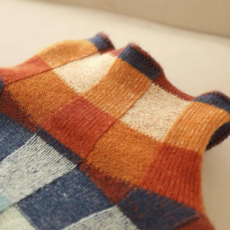 Turtleneck Jumper Patchwork Soft Knit