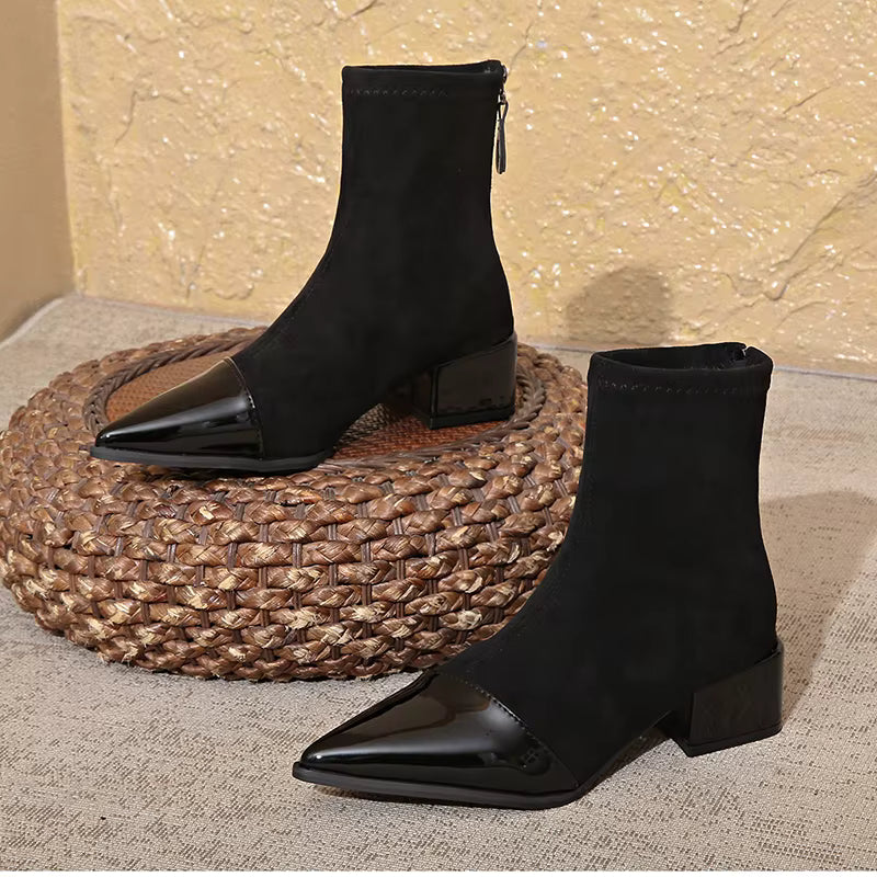 Heeled Ankle Boots With Suede-Look