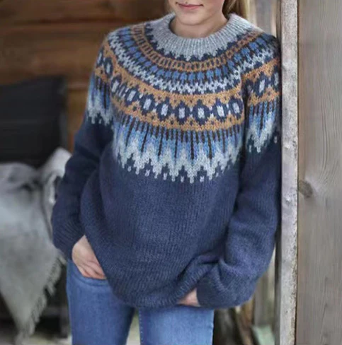 Nordic Jumper Patterned Knit Crew Neck