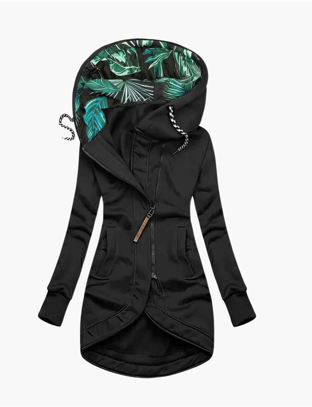 Hooded Jacket – Asymmetric Zip Design