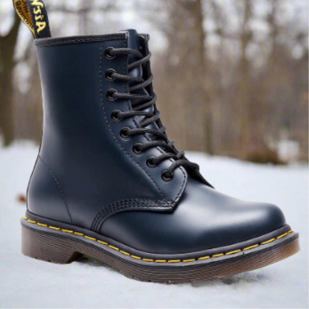 Lace Up Boots Leather-Look Padded Insole