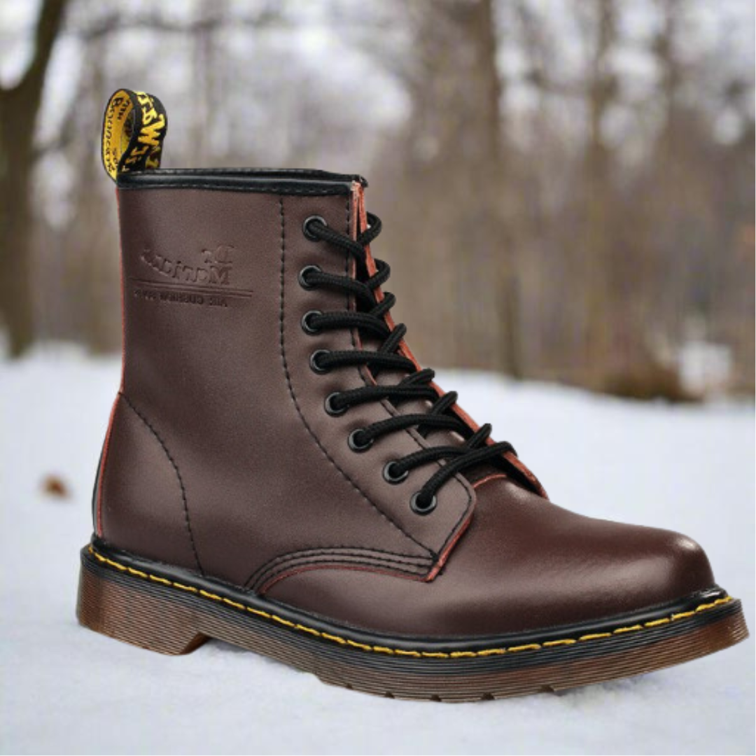 Lace Up Boots Leather-Look Padded Insole