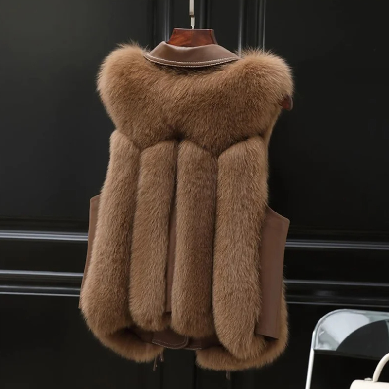 Gilet Faux Fur Adjustable Waist Ties
