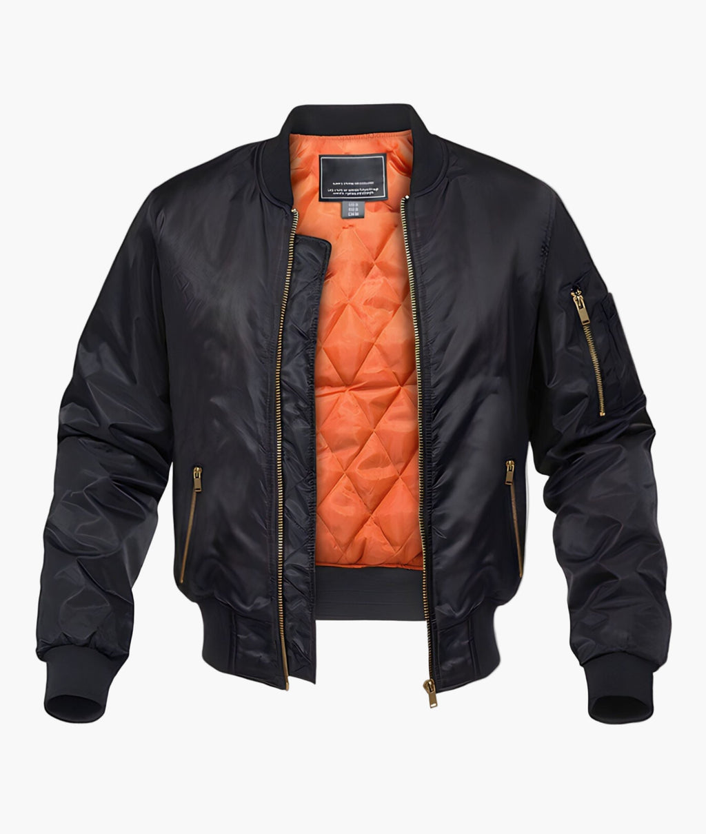 UrbanEdge - Black Bomber Jacket with Quilted Lining for Stylish Comfort 0