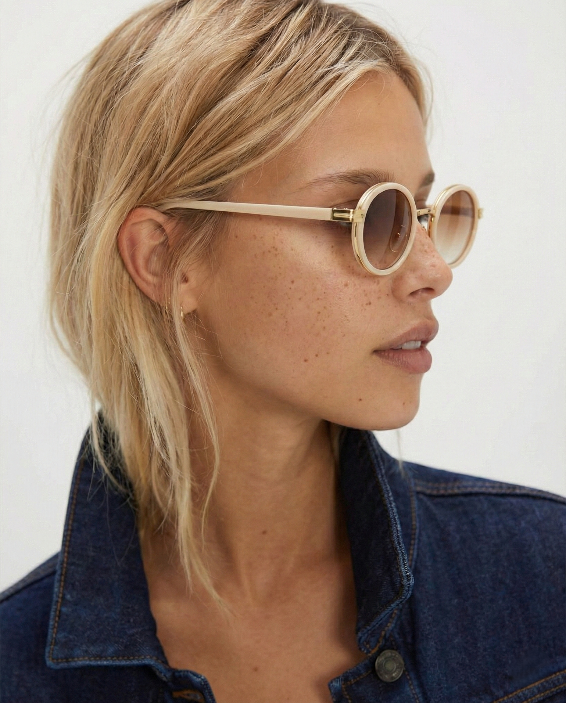 Icon Oval Sunglasses with Gold Detailing