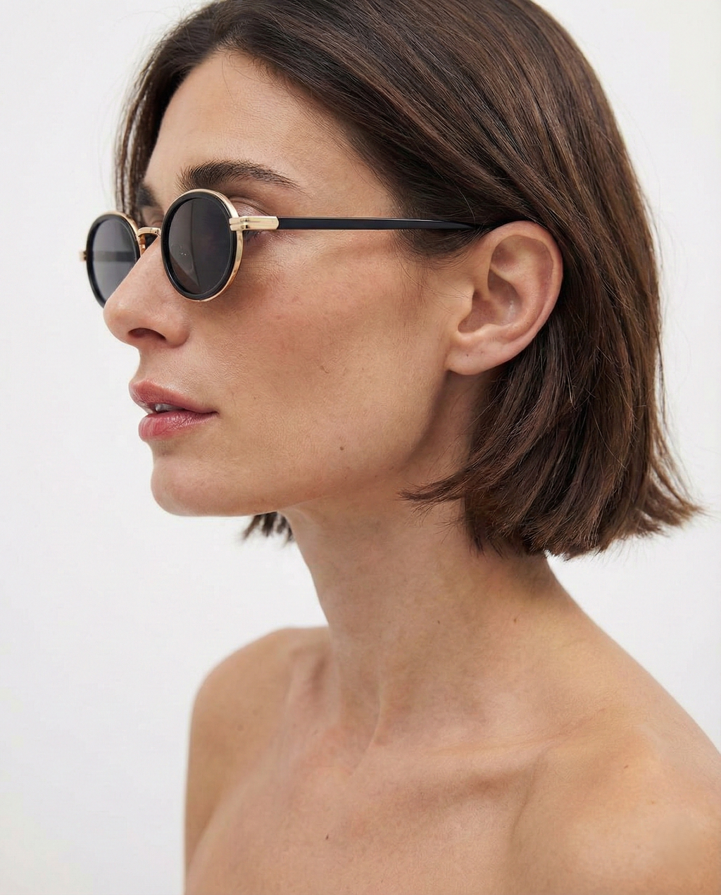 Icon Oval Sunglasses with Gold Detailing