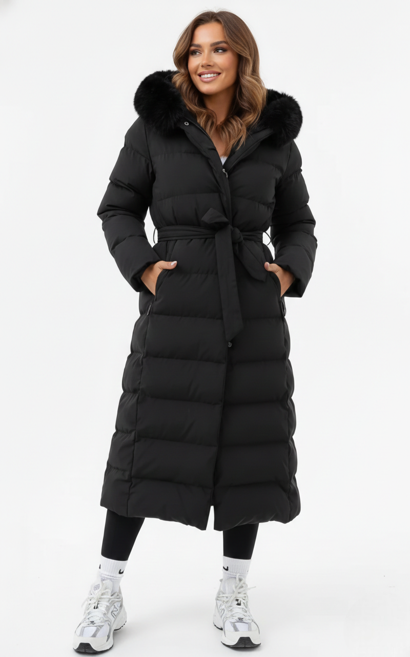 Longline Puffer Coat Faux-Fur