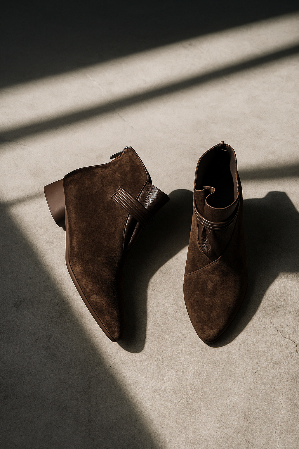 Italian Suede Boots Low Heel