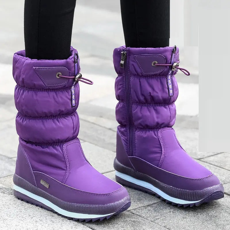 Waterproof Mid-Calf Boots Fleece Lined
