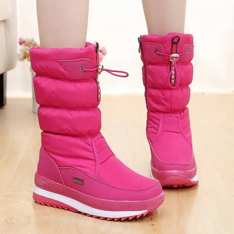 Waterproof Mid-Calf Boots Fleece Lined