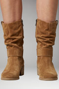 Ankle Boots Suede-Look Slouchy Side Zip
