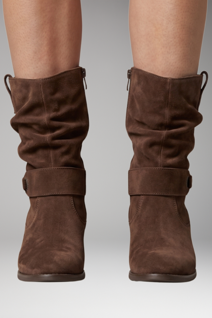 Ankle Boots Suede-Look Slouchy Side Zip