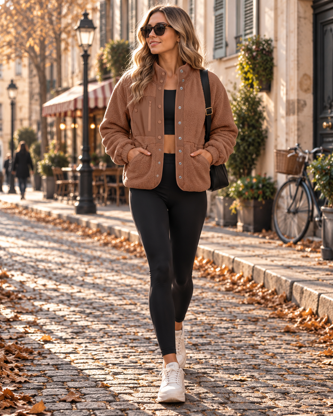 Cropped Sherpa Jacket Stand Collar Snaps