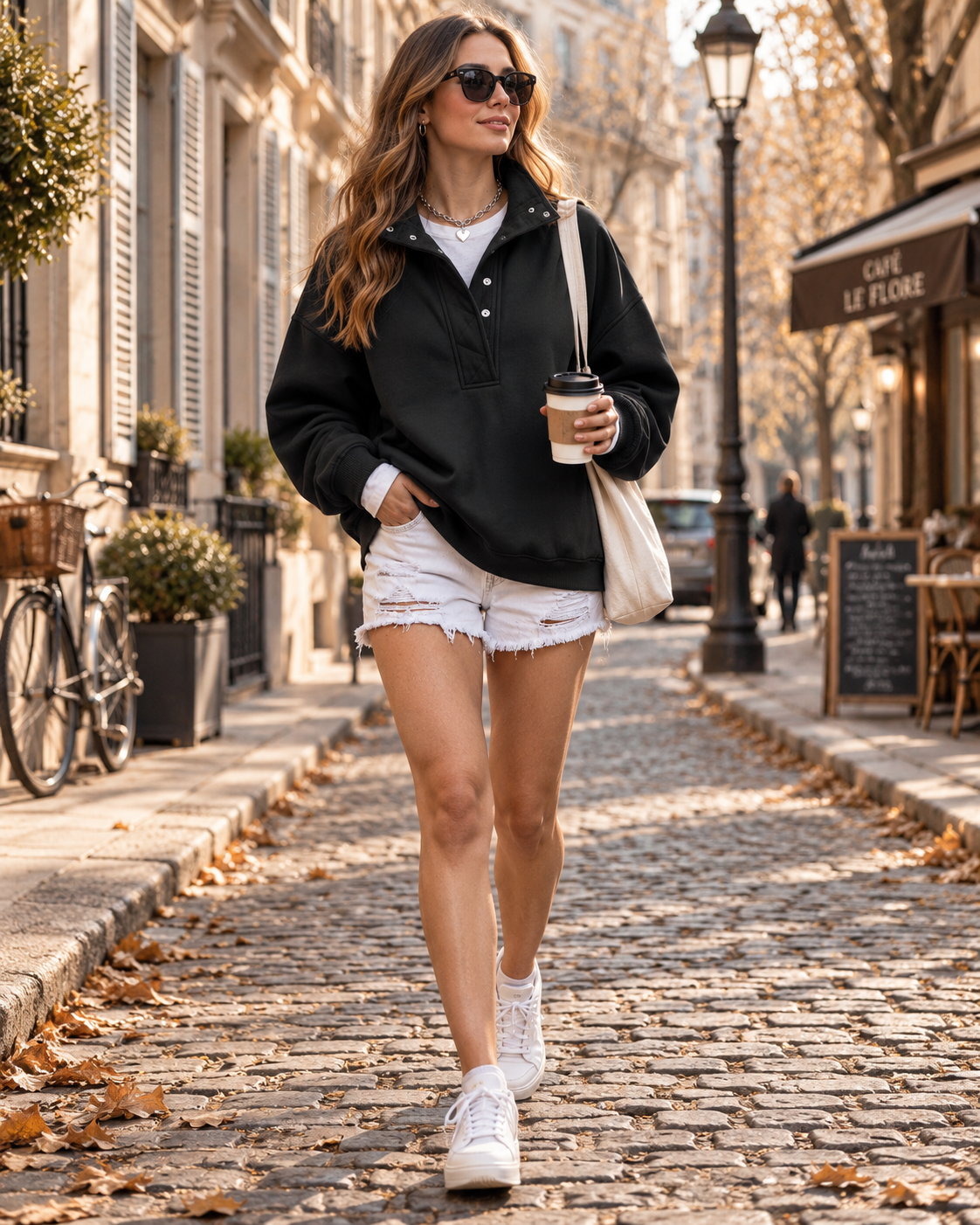 Oversized Sweatshirt Snap Collar Fleece Lined
