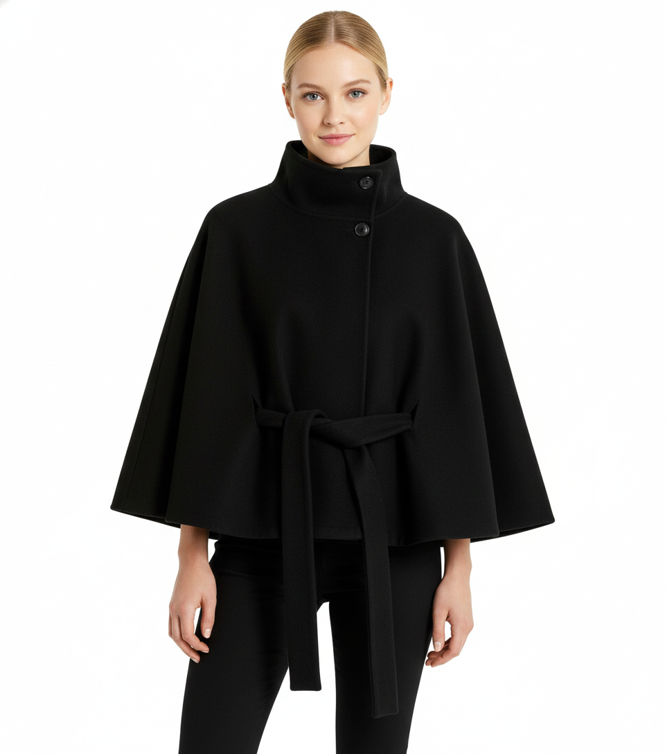 Belted Wool Coat With High-Collar