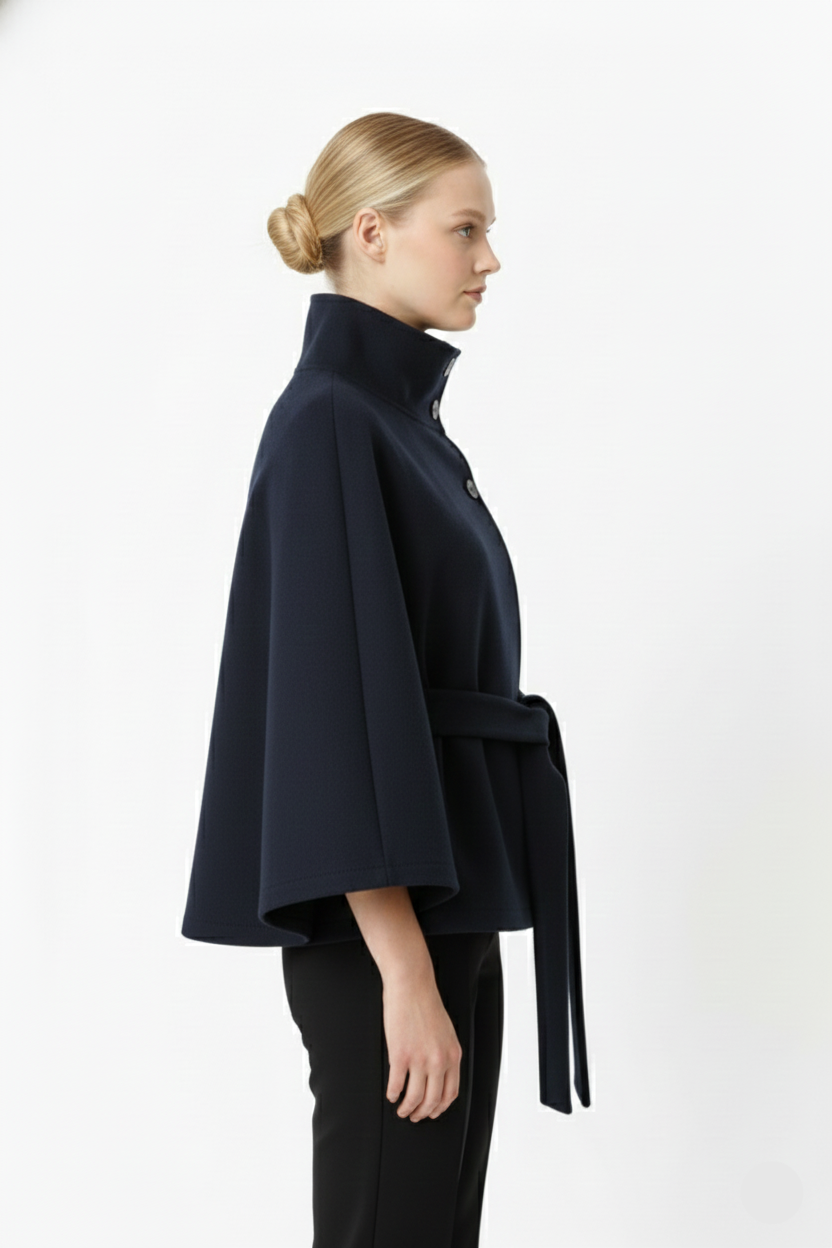 Belted Wool Coat With High-Collar
