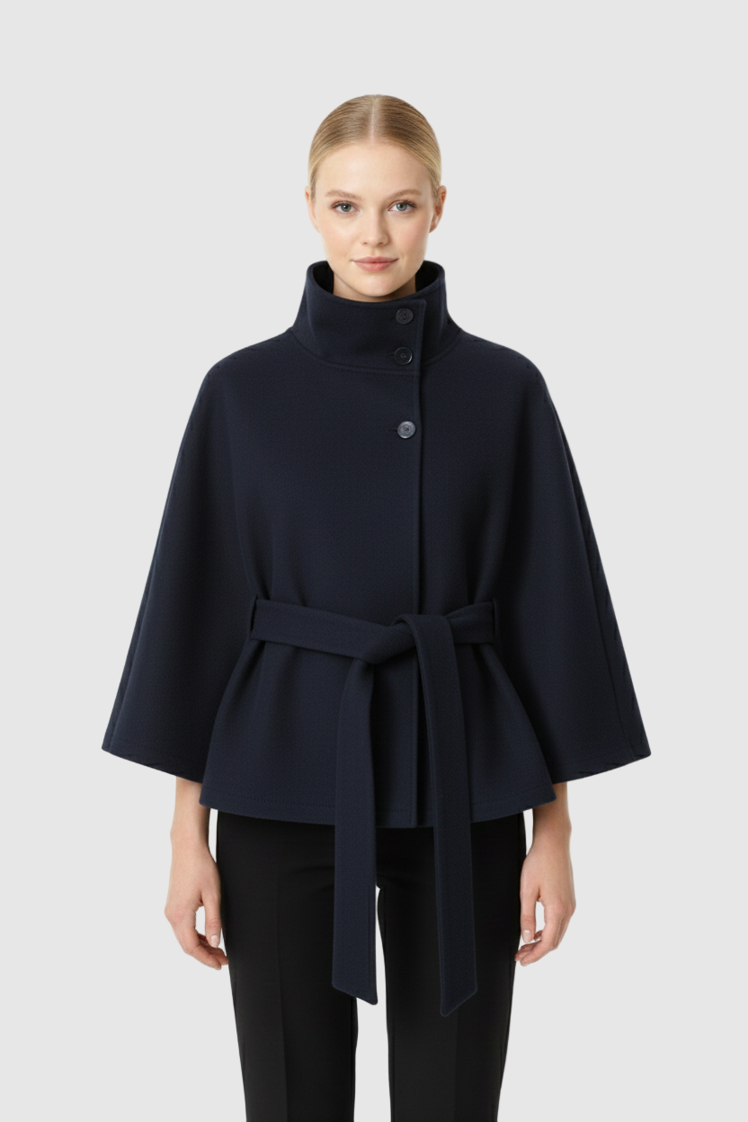 Belted Wool Coat With High-Collar