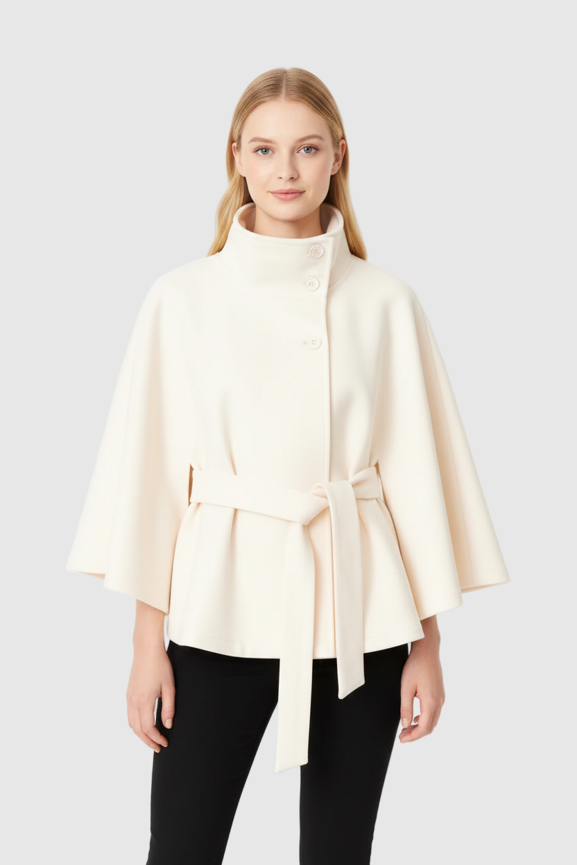 Belted Wool Coat With High-Collar